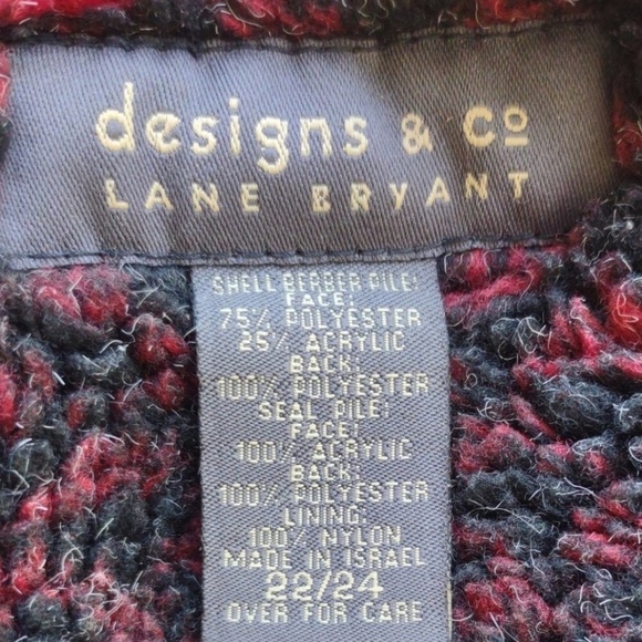 LANE BRYANT Woman’s Plus 22-24 Classic Red/Black Fleece/Lightweight Jacket. - Picture 5 of 5